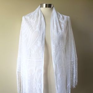 Lace Pashmina with Fringe Trim